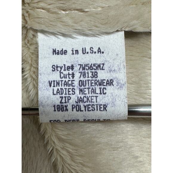 True Grit Jacket Womens Small Tan Fleece Lined Metallic Zip Outerwear Travel USA - Picture 7 of 10